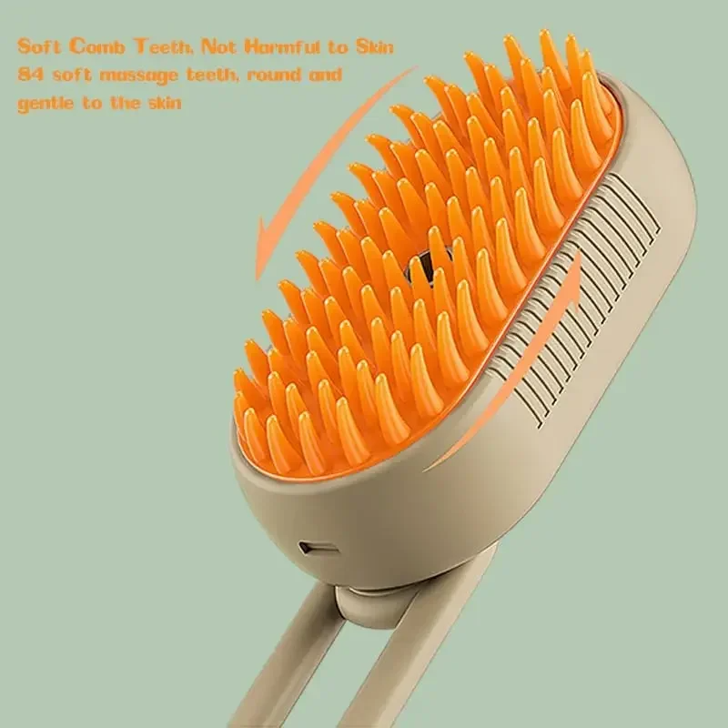 USB-powered Cat & Dog Steamy Brush per la Cura del Pelo di Cani e Gatti, ideal for brushing anytime and anywhere.