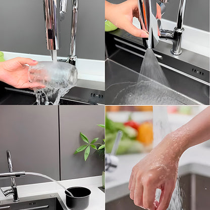 dettaglio 3 getti pioggia lama pausa rubinetto cucina